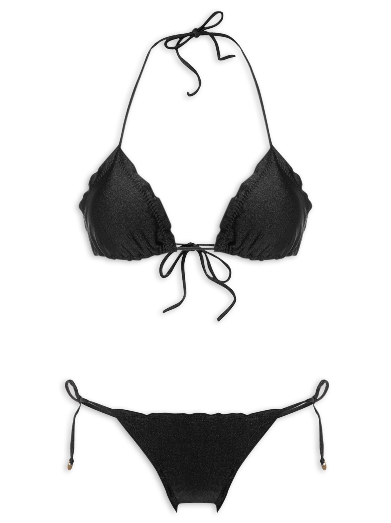 Bíquini Cortininha Ruffle Preto Água Doce