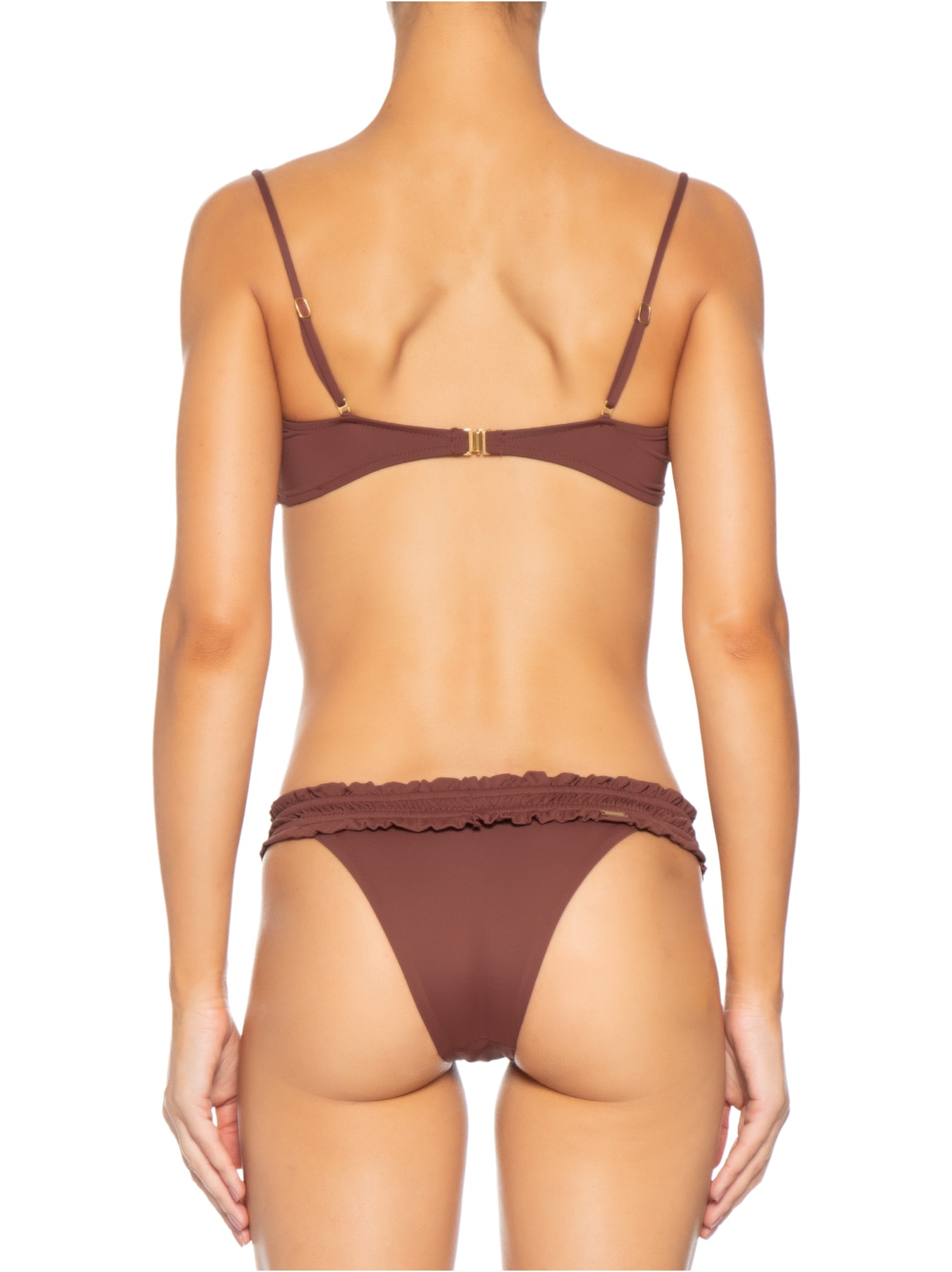 Biquíni Franzida Draping Marrom Salinas