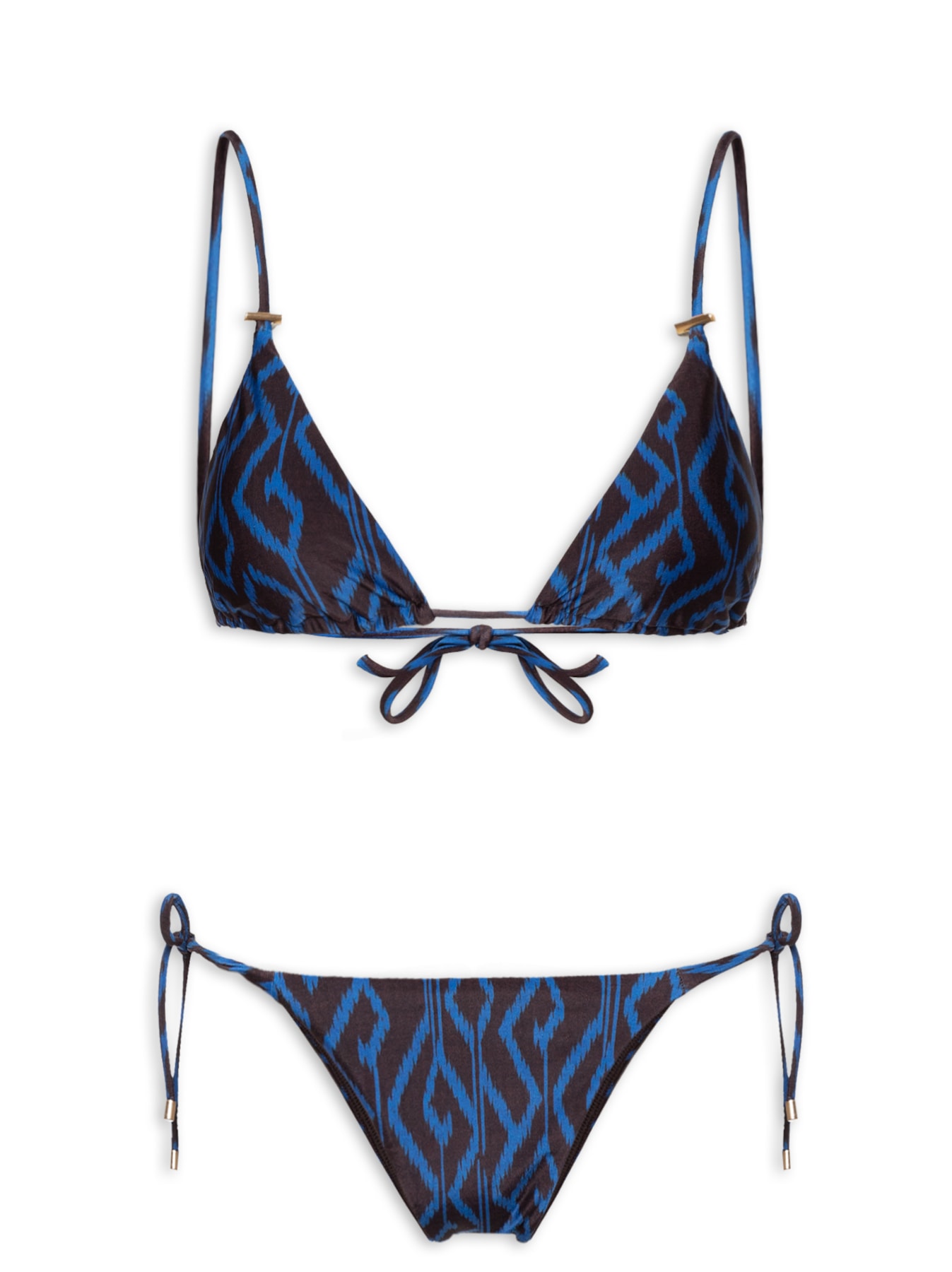 Biquíni Tanga Amarradinho Estampado Metalizado Azul Cia Marítima