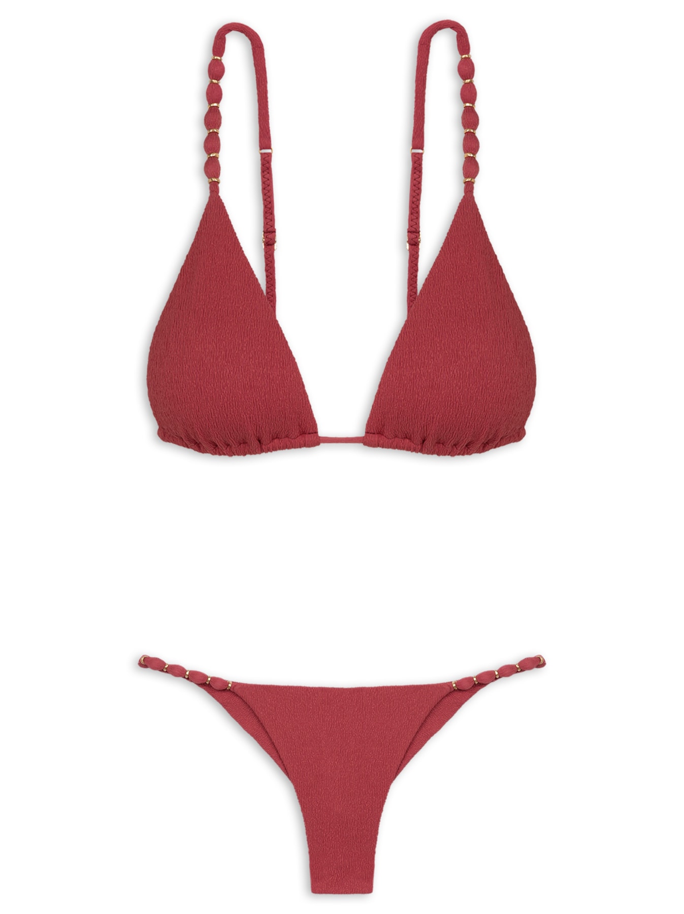 Biquíni Tri Paralelo Poliamida Beads Vermelho Vix