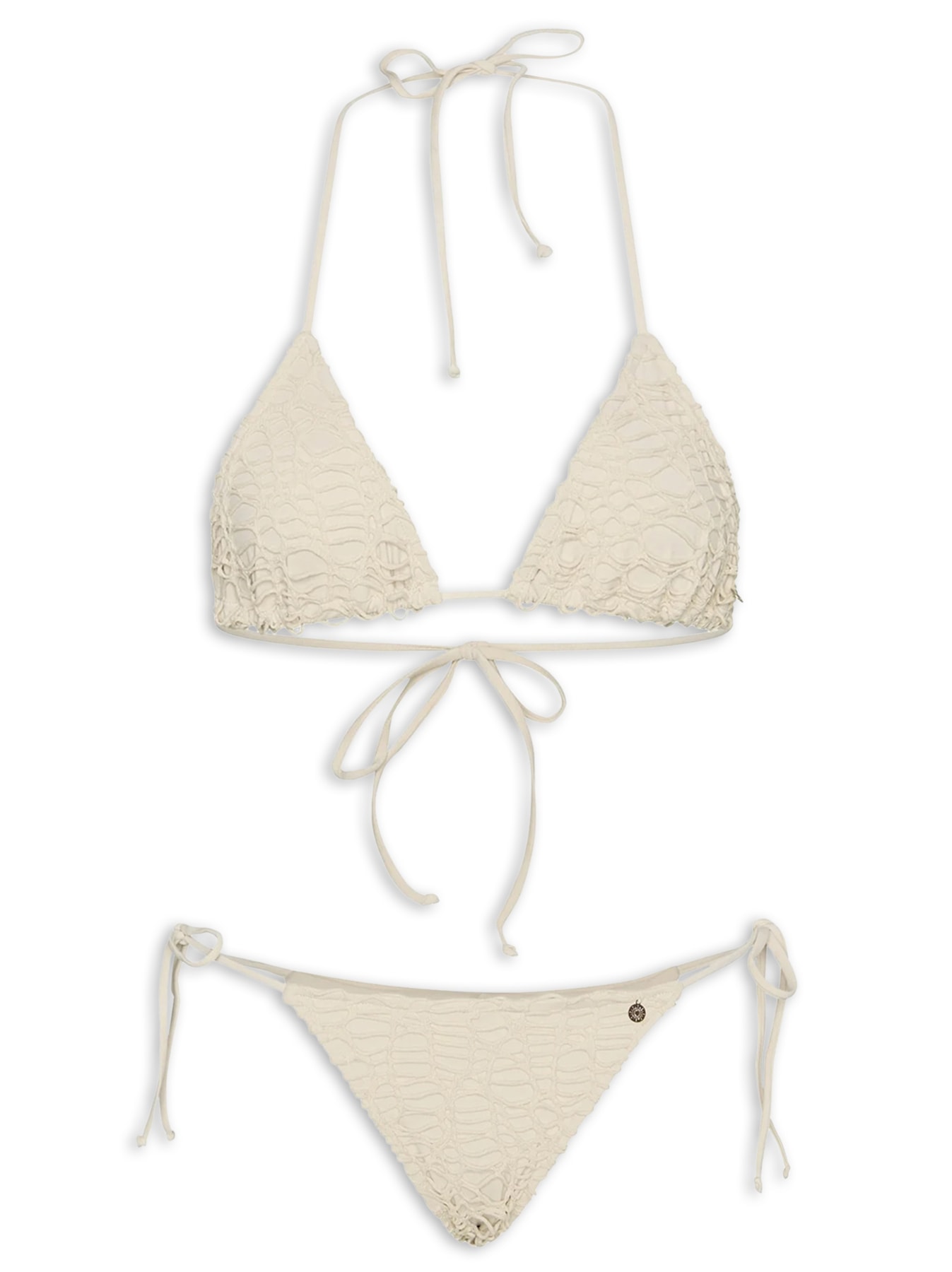 Biquíni Triângulo Crochê Pesca Off White Suntime