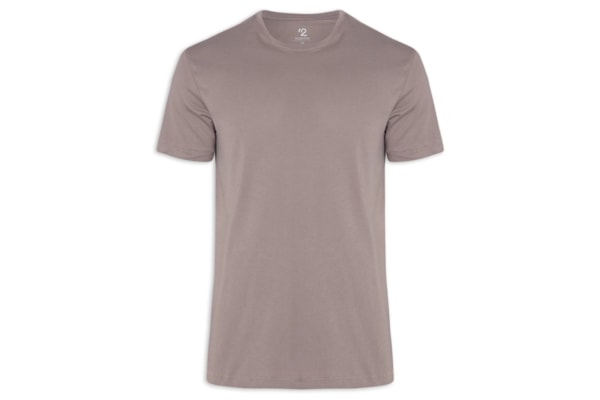 '2Essential - Camiseta Masculina Manga Curta Gola - Cinza