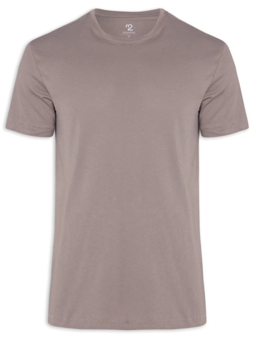 2Essential – Camiseta Masculina Manga Curta Gola – Cinza