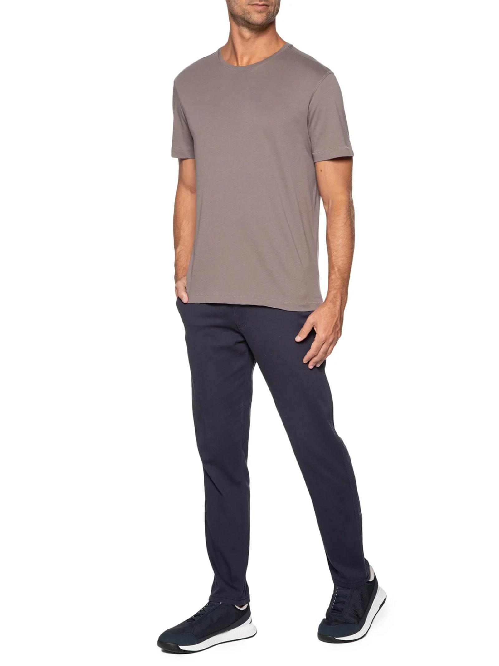 '2Essential Camiseta Masculina Manga Curta Gola Cinza '2 Essential