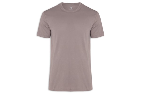 '2Essential - Camiseta Masculina Manga Curta Gola - Cinza
