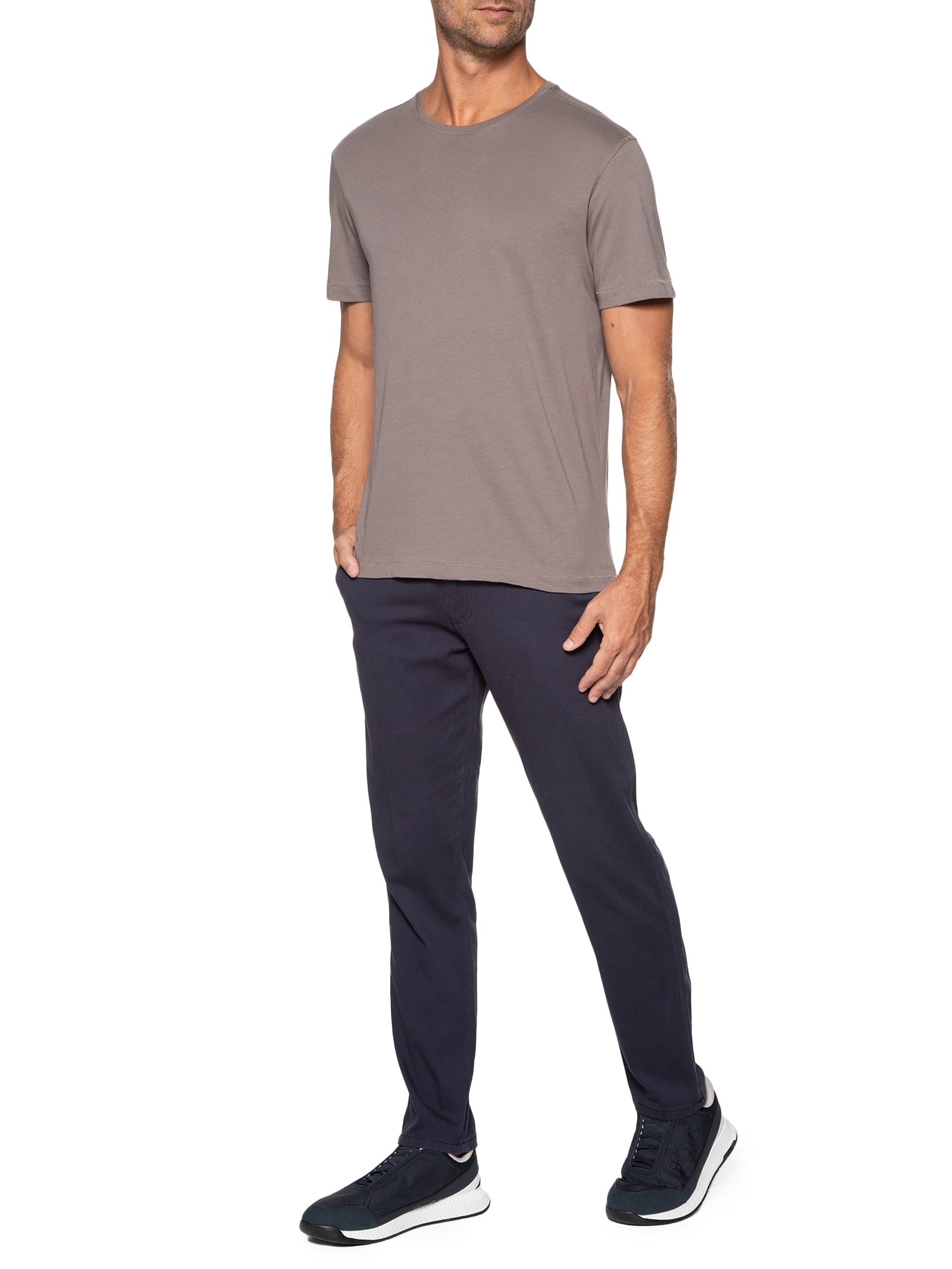 '2Essential Camiseta Masculina Manga Curta Gola Cinza '2 Essential