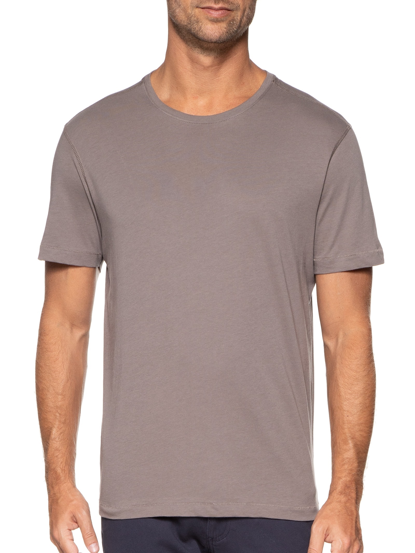 '2Essential Camiseta Masculina Manga Curta Gola Cinza '2 Essential