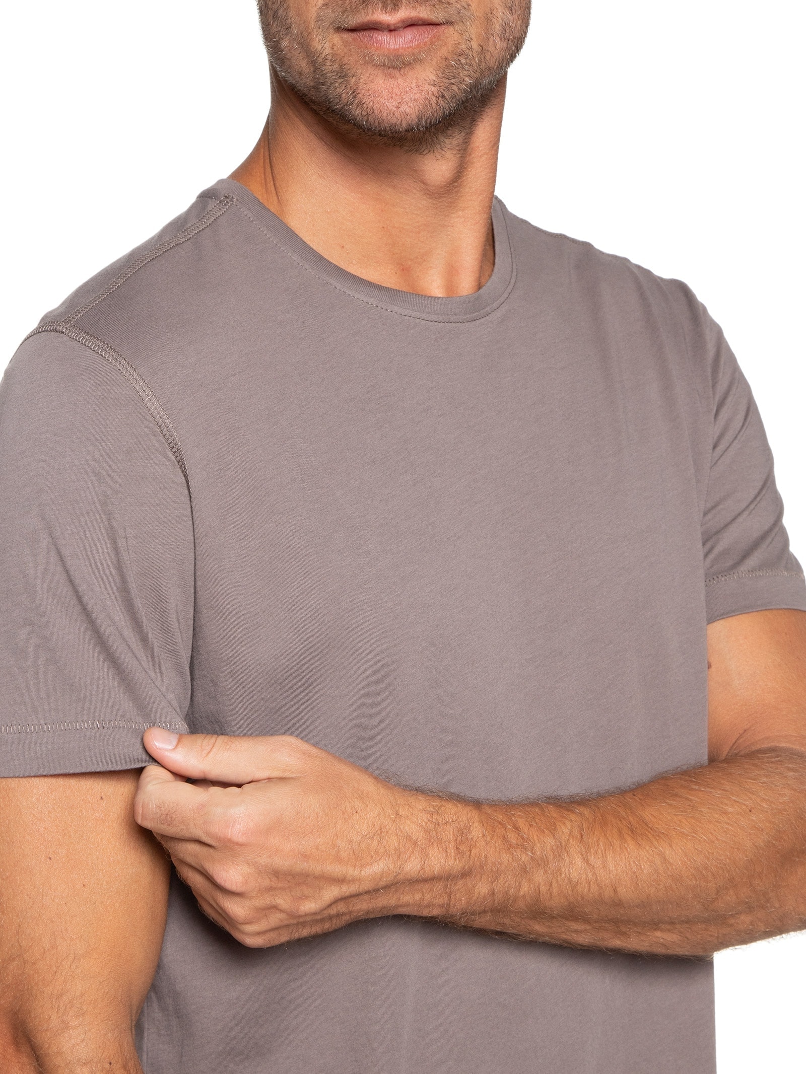 '2Essential Camiseta Masculina Manga Curta Gola Cinza '2 Essential