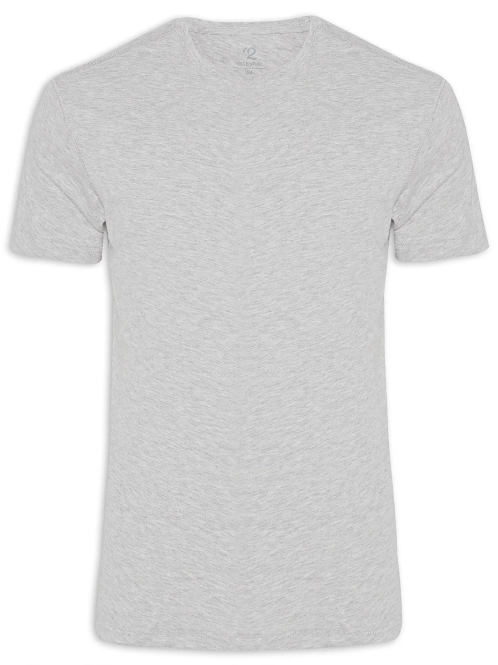 2Essential Camiseta Masculina Manga Curta Gola Redonda Regular Fit Cinza '2 Essential
