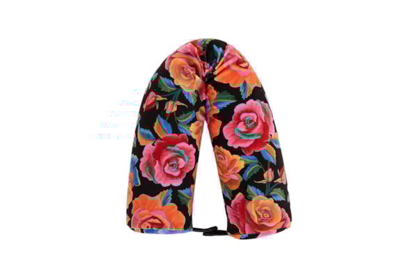 Almofada De Pescoço Rosas Pintadas - Preto