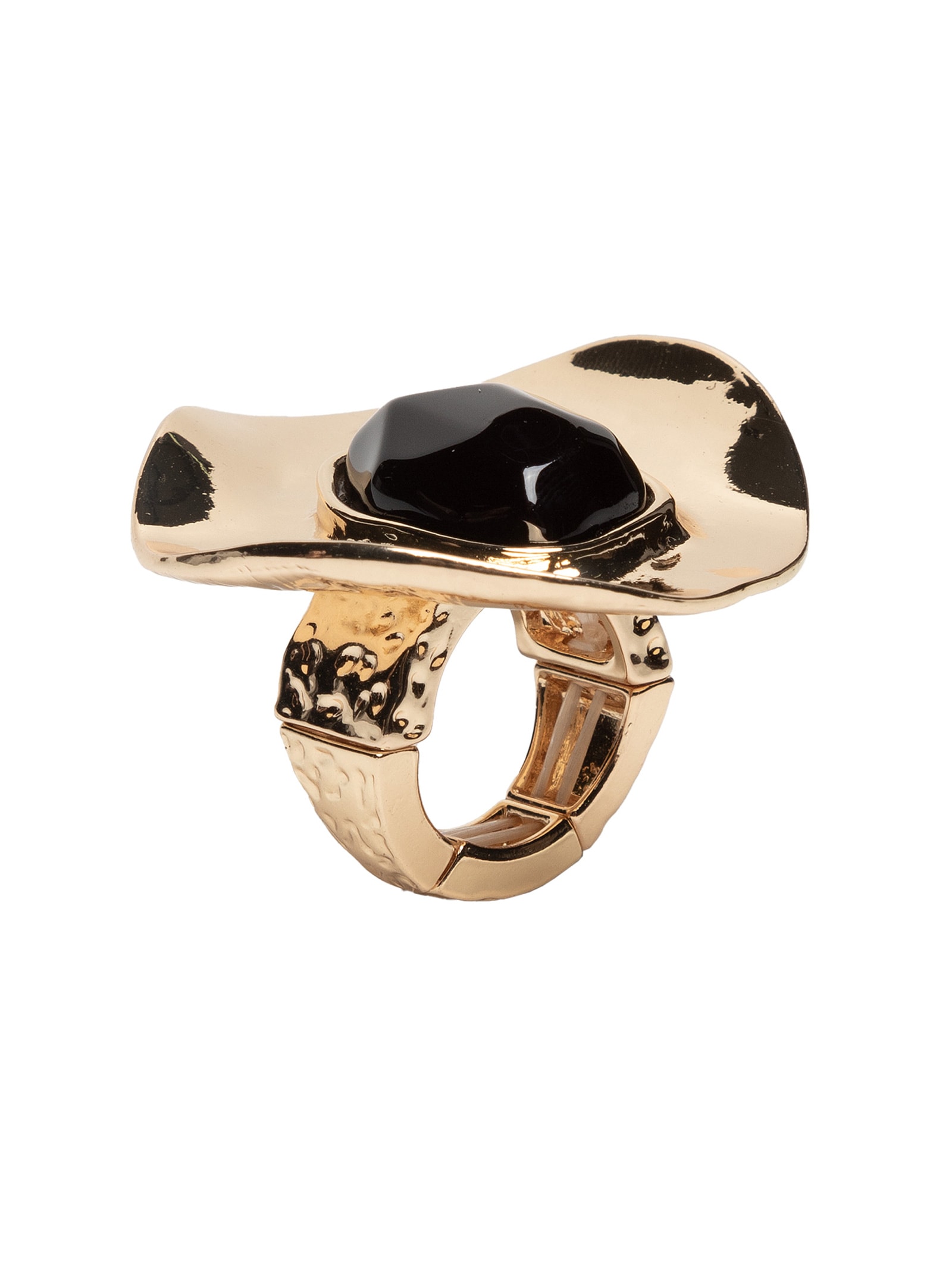 Anel Feminino Orgânico Com Resina Dourado Market 33