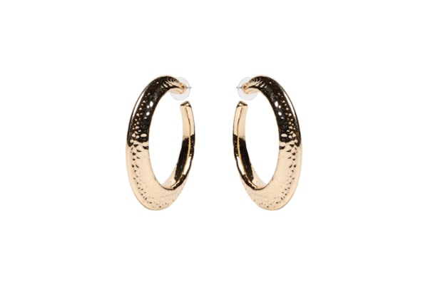 Argola Feminina Texturizada - Dourado