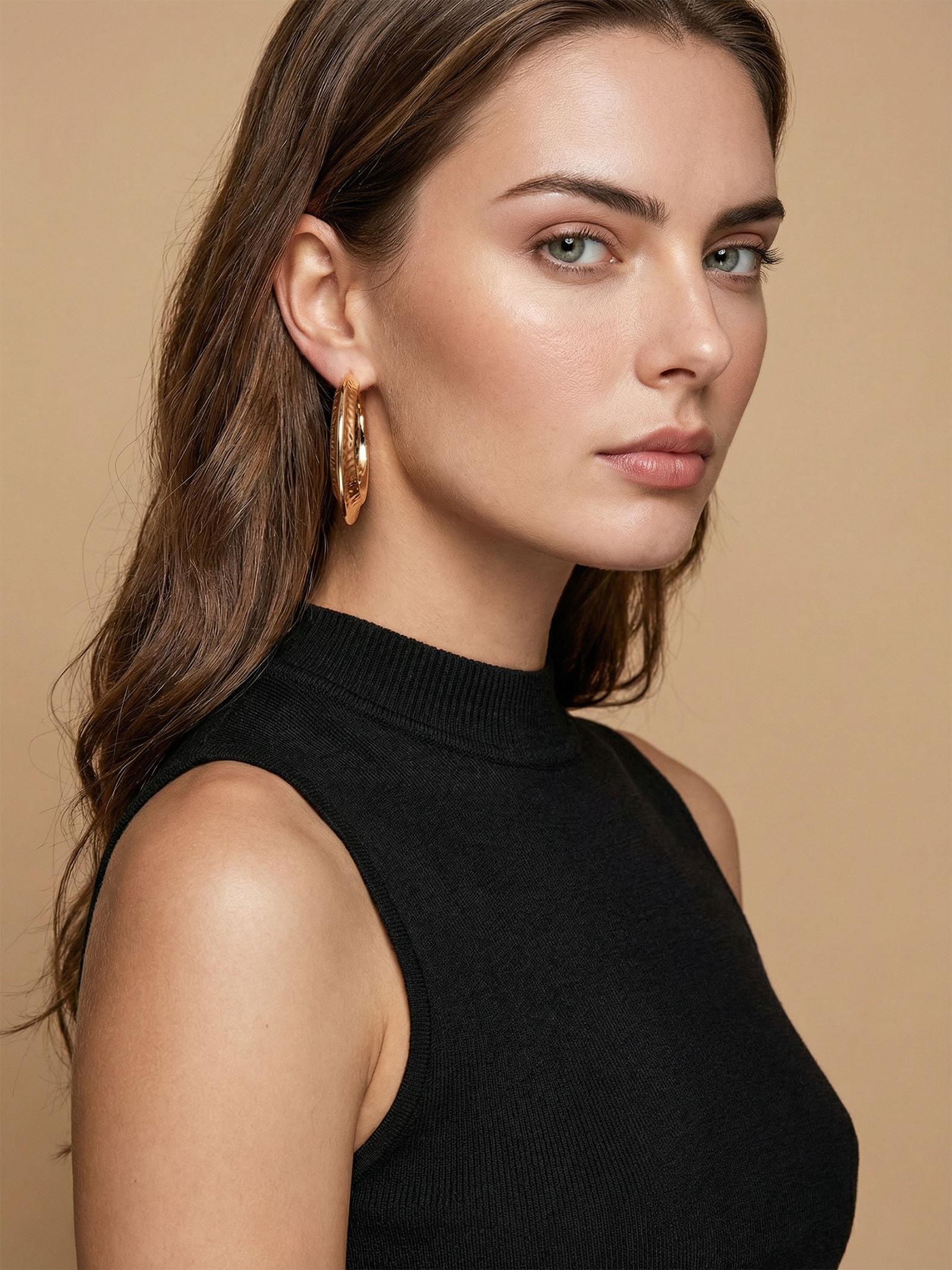 Argola Feminina Texturizada Dourado Market 33