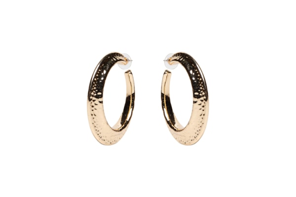 Argola Feminina Texturizada - Dourado