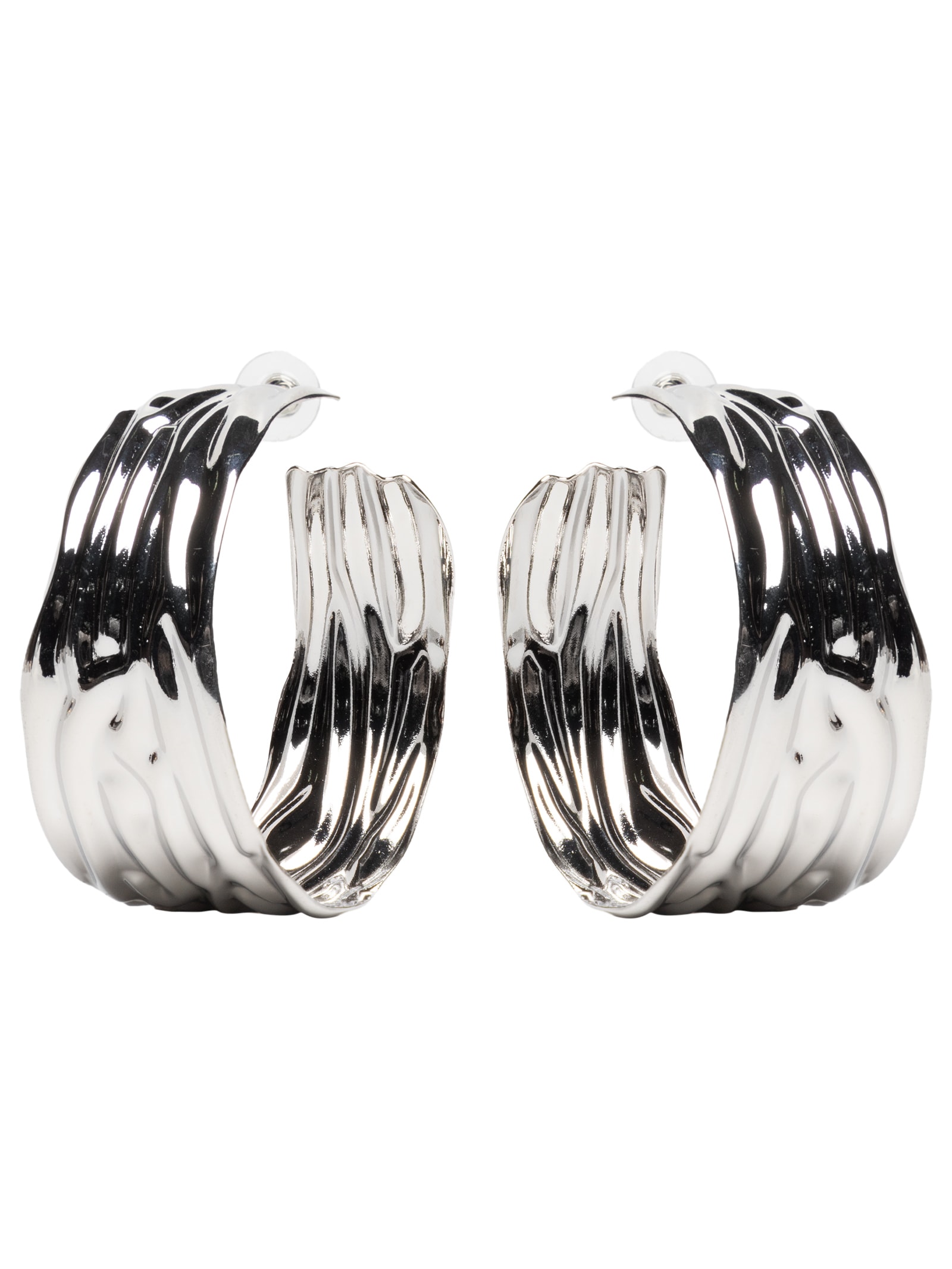 Argola Feminina Texturizada Prateado Market 33