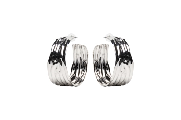 Argola Feminina Texturizada - Prateado