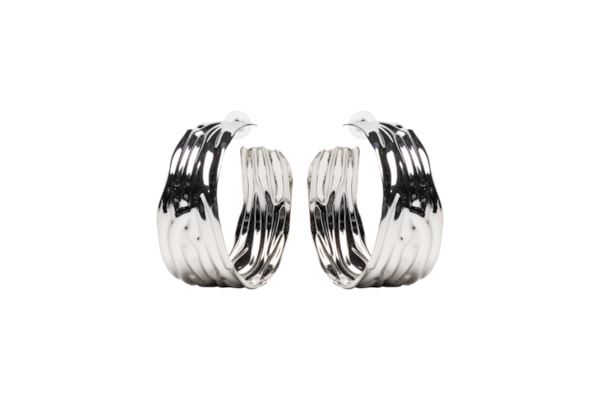 Argola Feminina Texturizada - Prateado