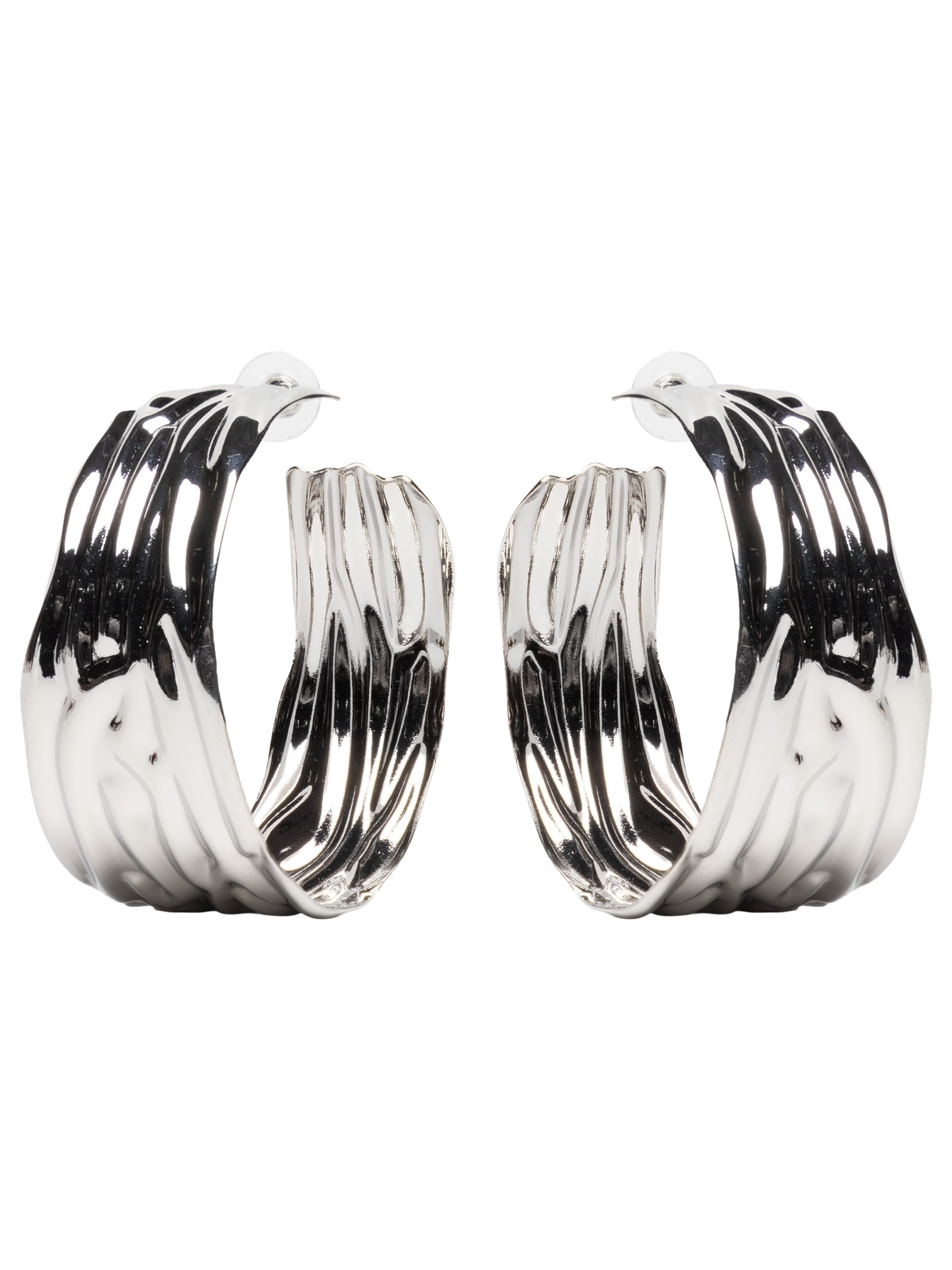 Argola Feminina Texturizada Prateado Market 33