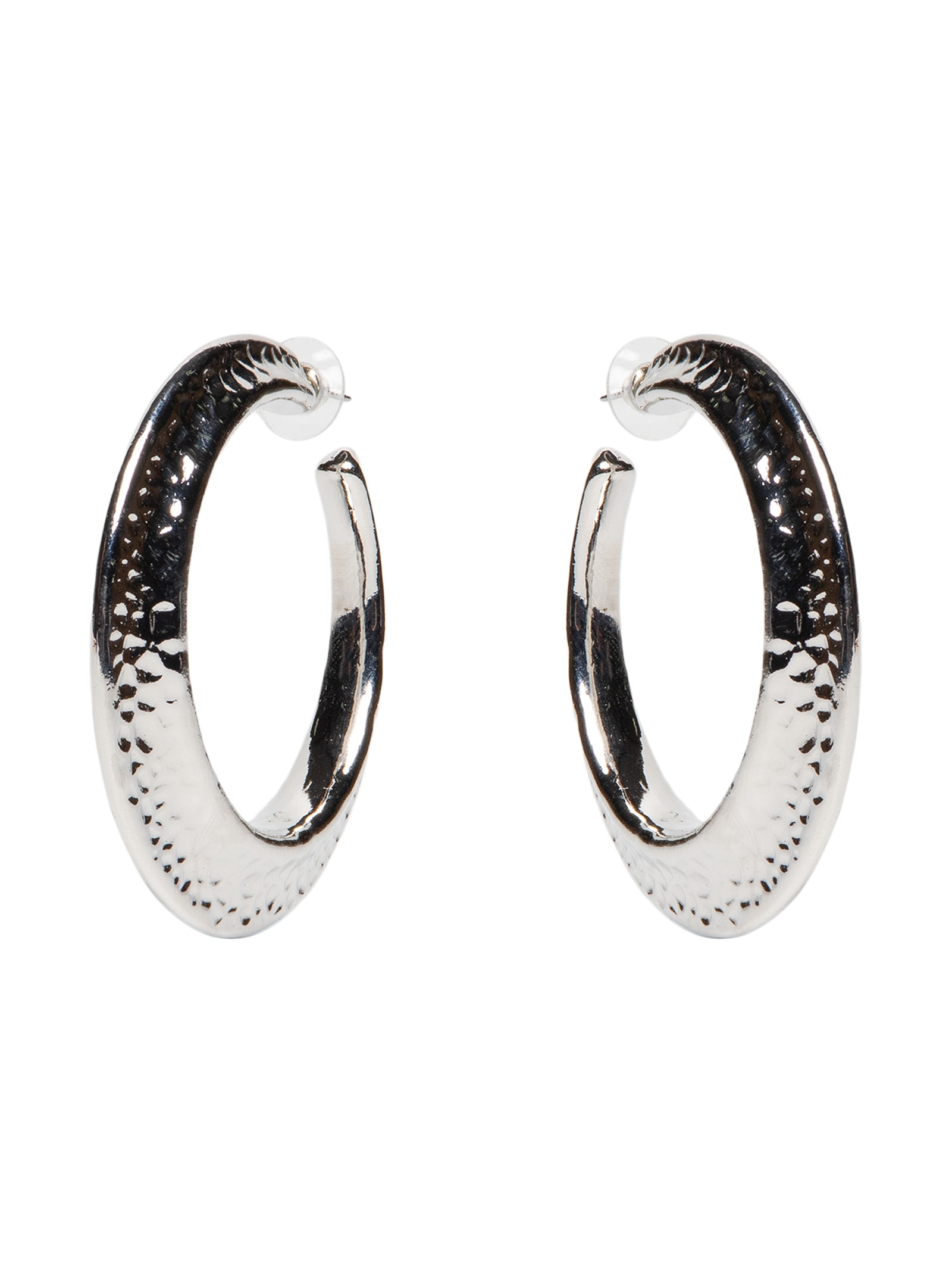 Argola Feminina Texturizada Prateado Market 33