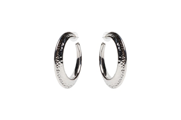 Argola Feminina Texturizada - Prateado