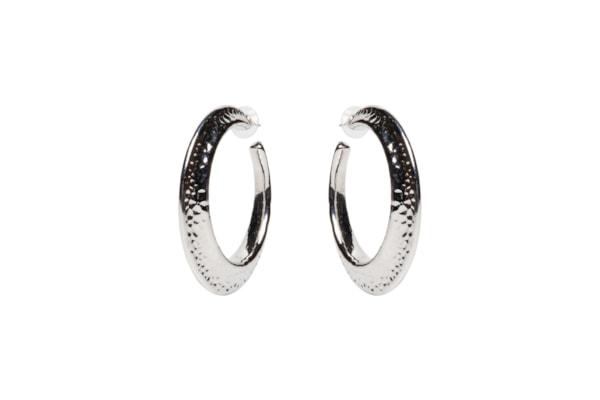 Argola Feminina Texturizada - Prateado