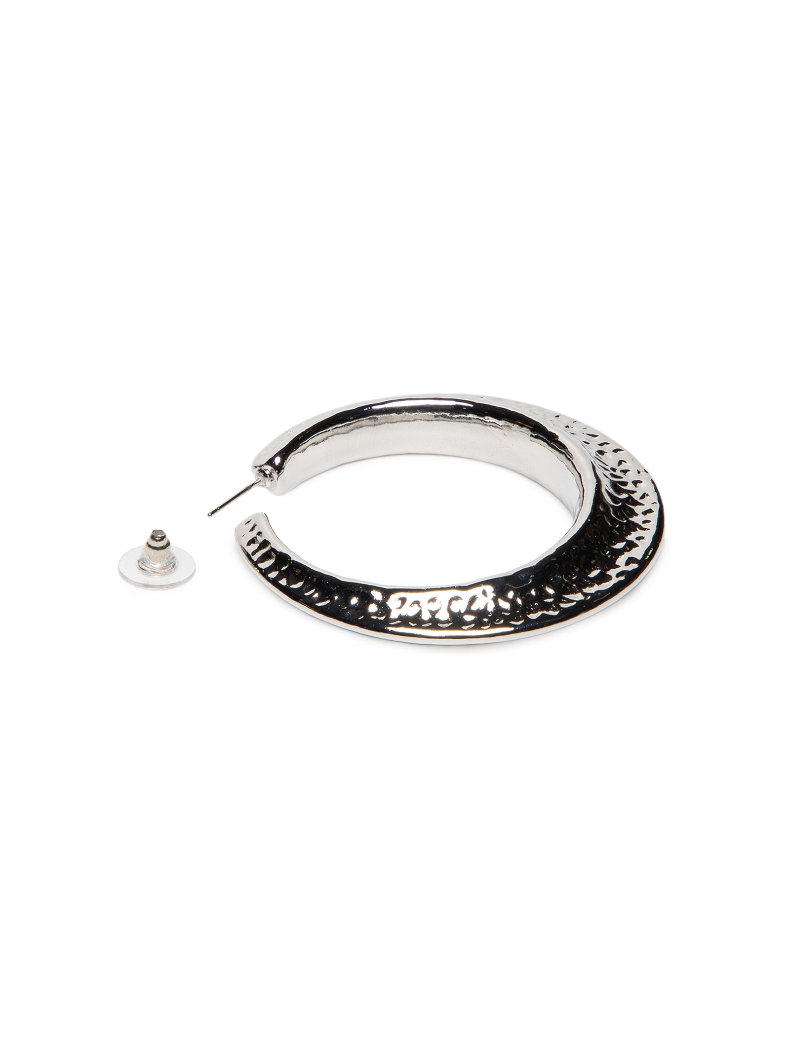 Argola Feminina Texturizada Prateado Market 33