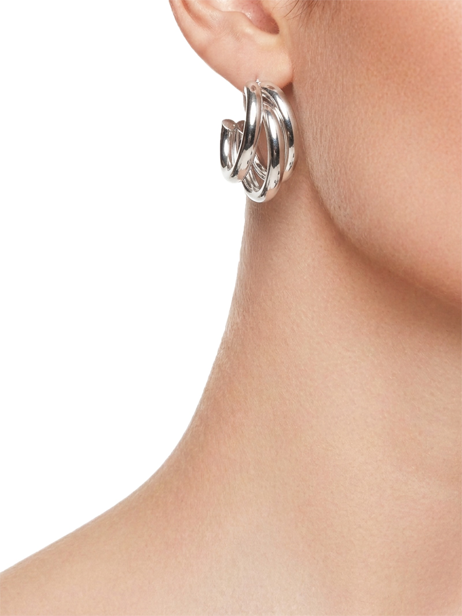 Argola Feminina Tripla Prateado Market 33