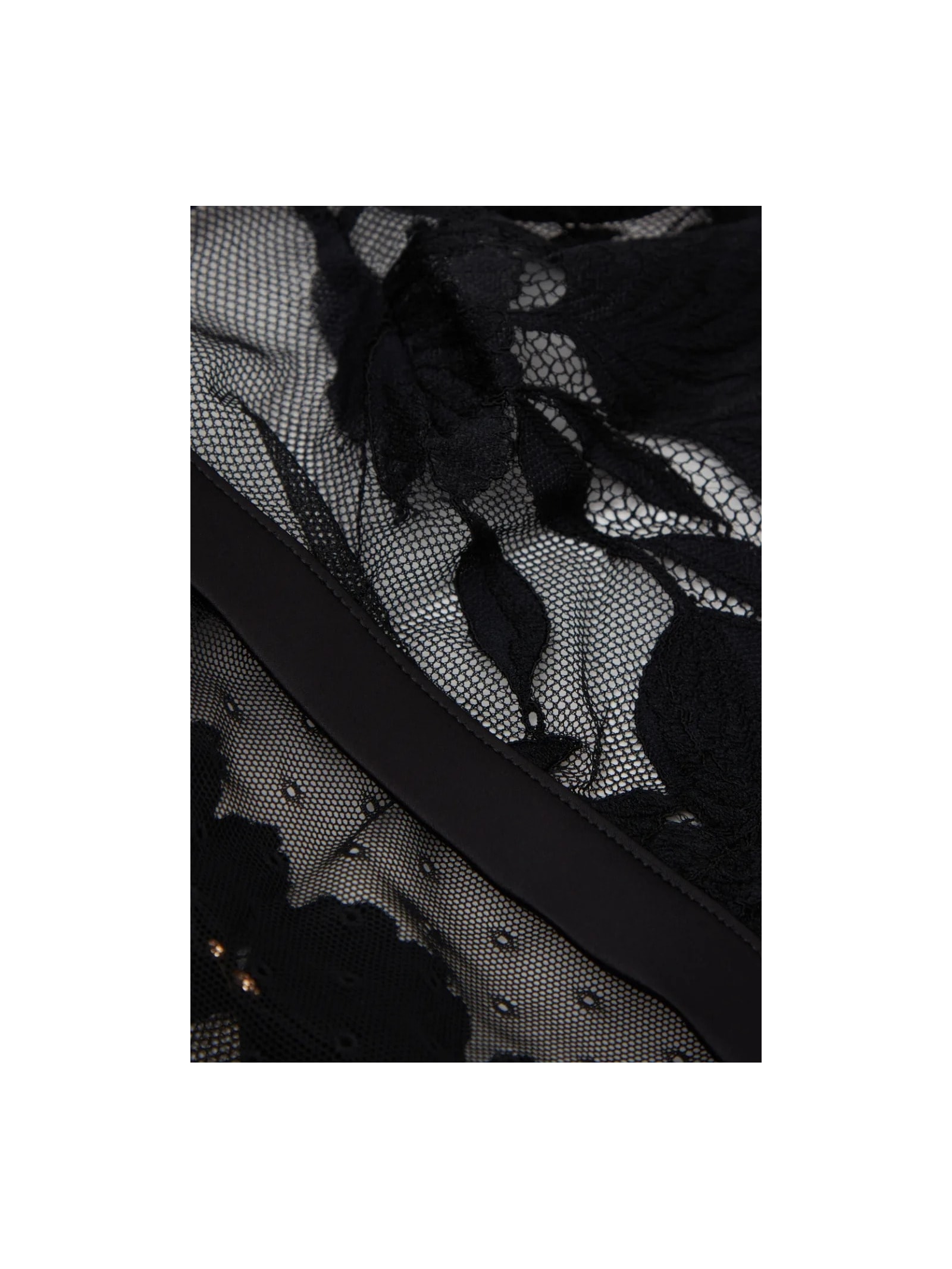 Babydoll Em Renda e Tule All About Flowers Preto Intimissimi