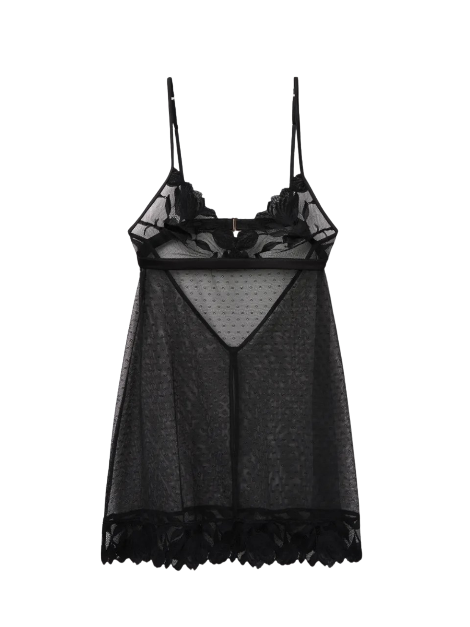 Babydoll Em Renda e Tule All About Flowers Preto Intimissimi