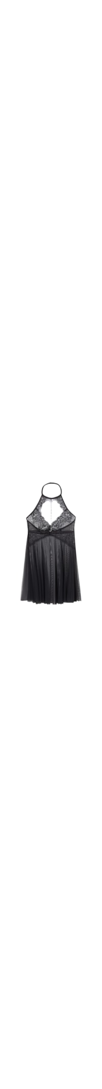 Babydoll Em Tule e Renda Living In Luxe - Preto