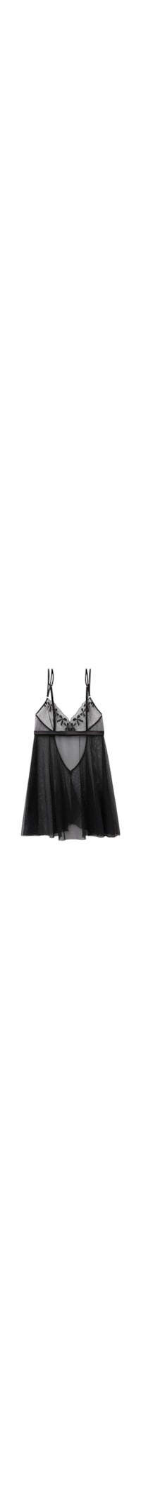 Babydoll Em Tule Frou Frou Romance - Preto