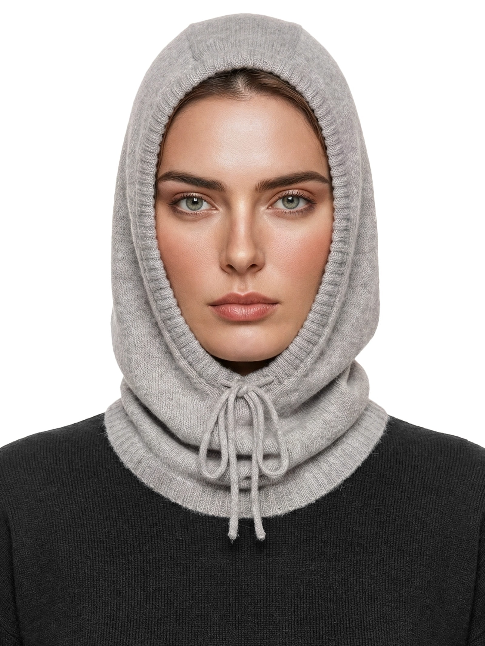 Balaclava Feminina Com Blend De Cashmere E Lã Cinza '2Essential