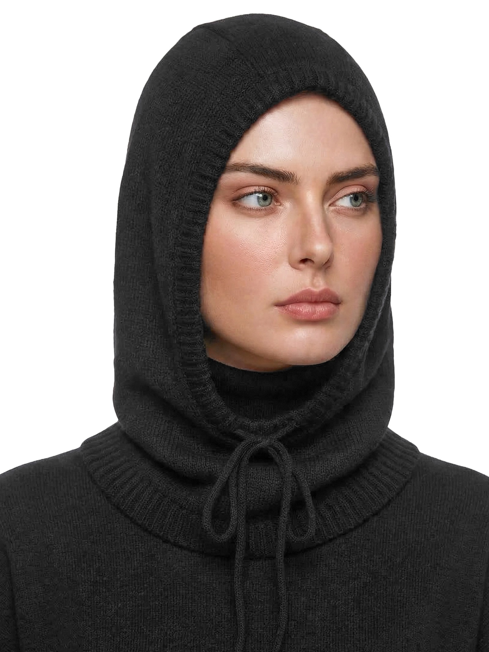 Balaclava Feminina Com Blend De Cashmere E Lã Preto '2Essential