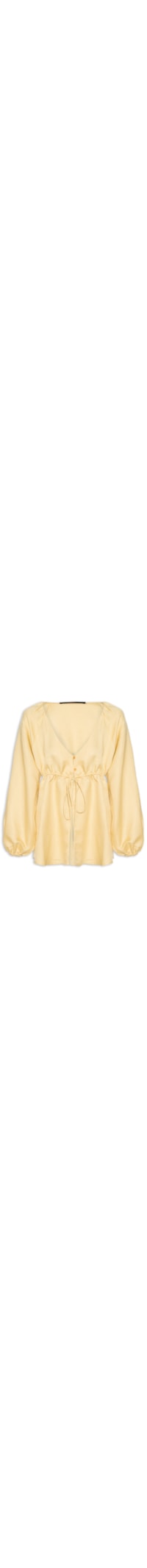 Bata Com Linho Manga Longa E Amarração Amarela - Amarelo