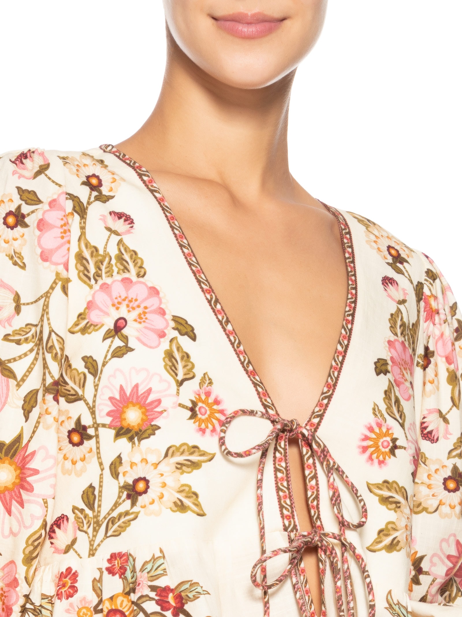 Bata Feminina Amarração Natureza Romântica Bege Farm