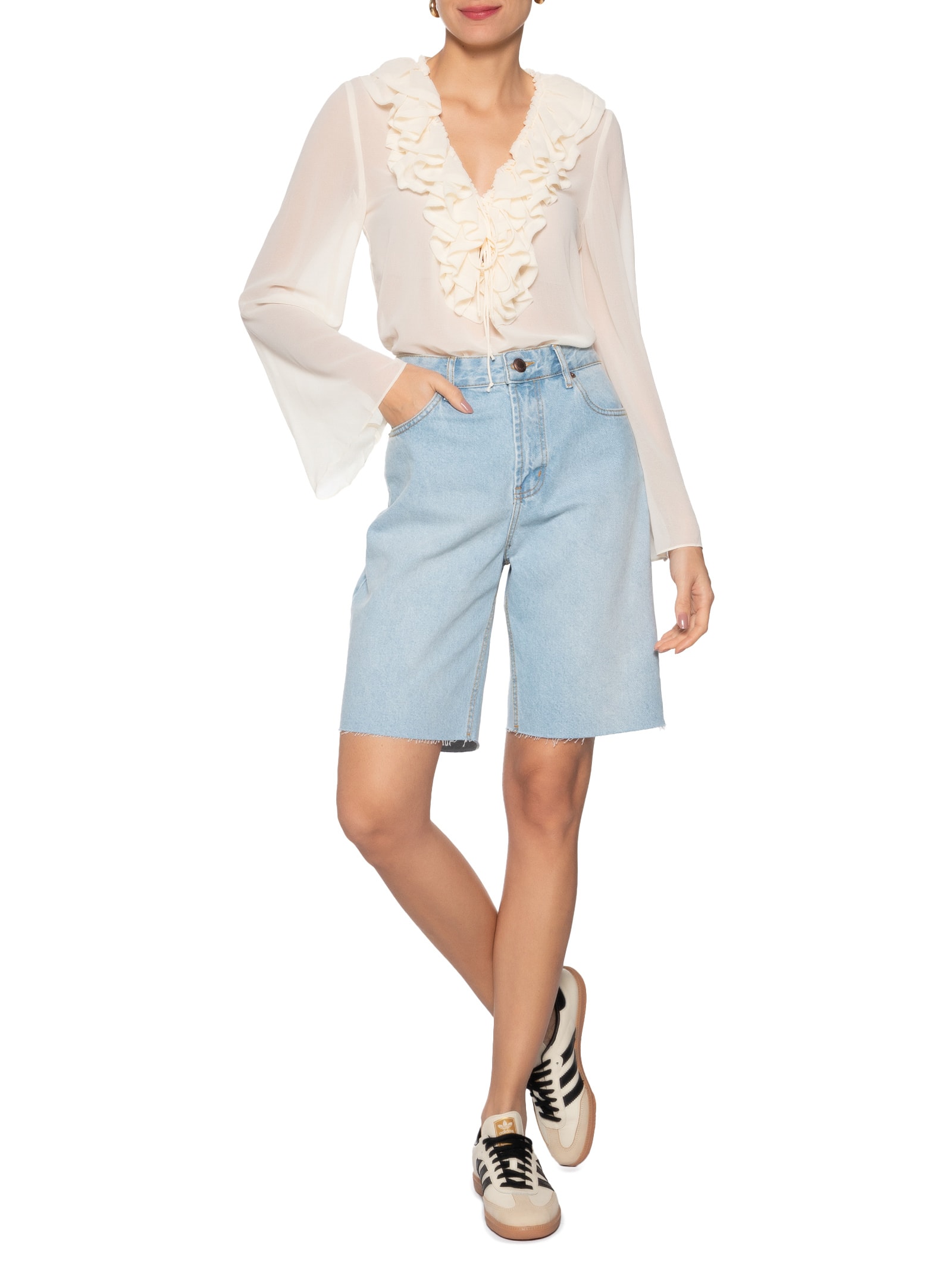  Bata Feminina Babado Tule Amarelo Farm