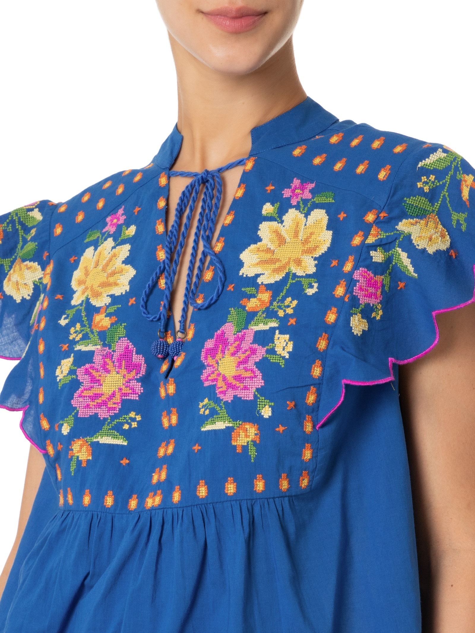 Bata Feminina Bordada Maraca Azul Farm