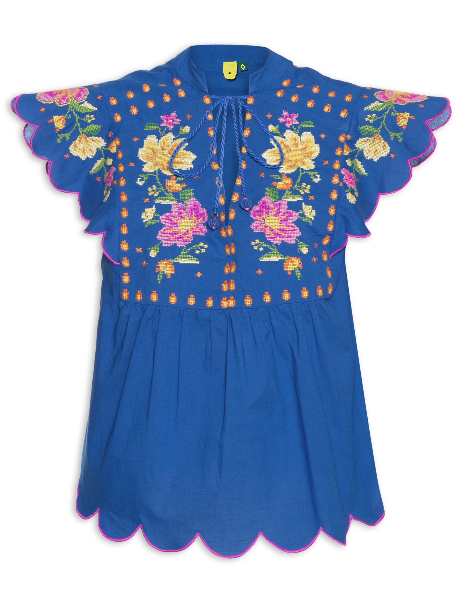 Bata Feminina Bordada Maraca Azul Farm