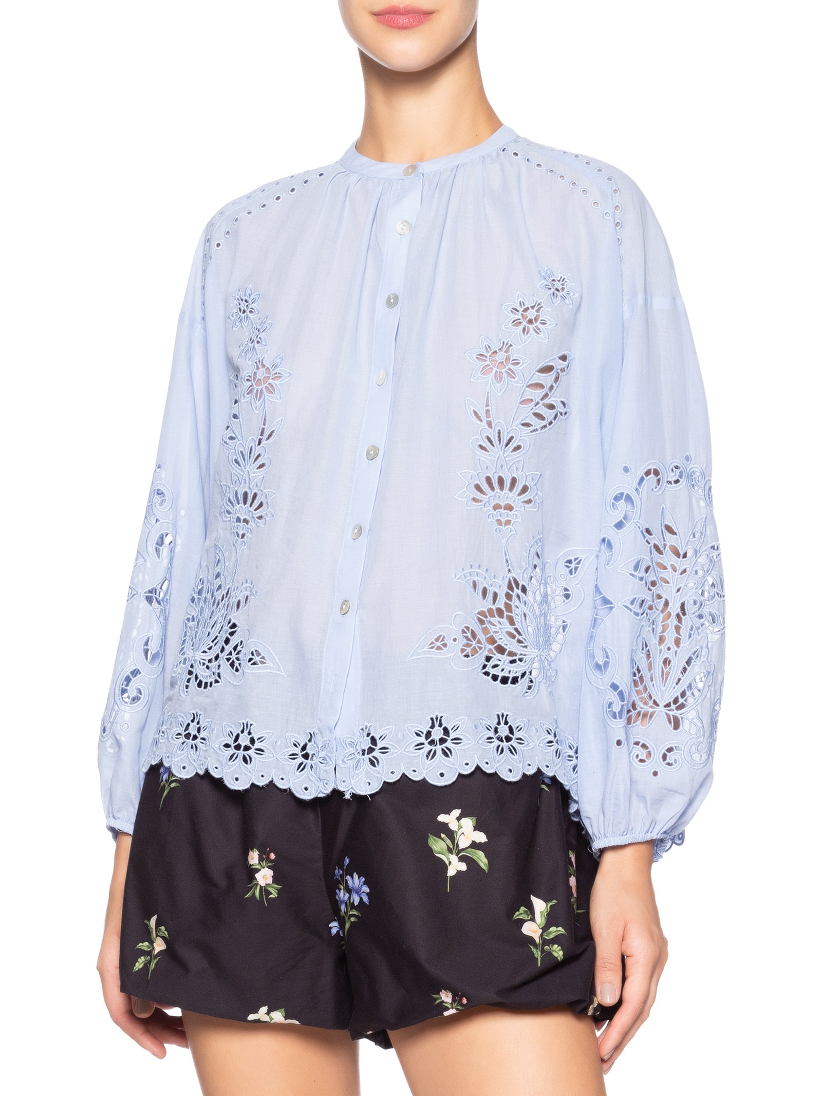 Bata Feminina Bordada Richelieu Azul Farm