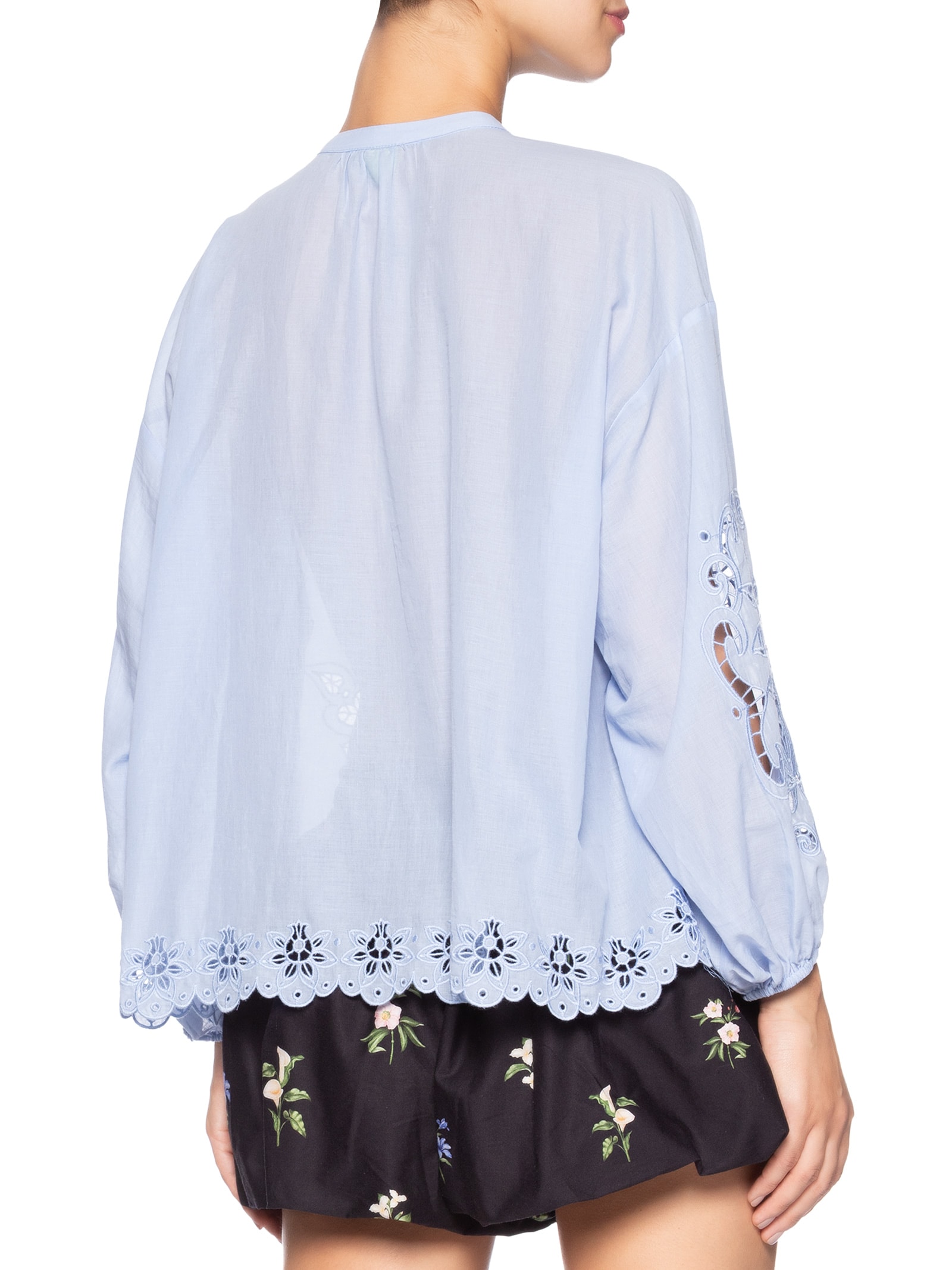 Bata Feminina Bordada Richelieu Azul Farm