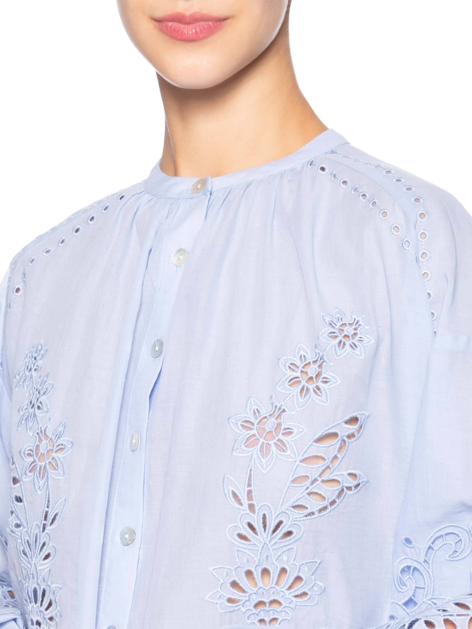 Bata Feminina Bordada Richelieu Azul Farm