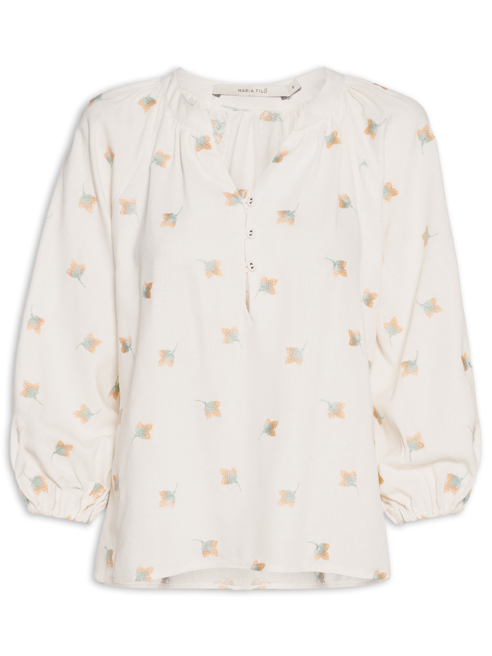 Bata Feminina Bordado Floral Branco Maria Filó