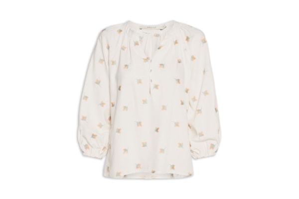 Bata Feminina Bordado Floral - Branco