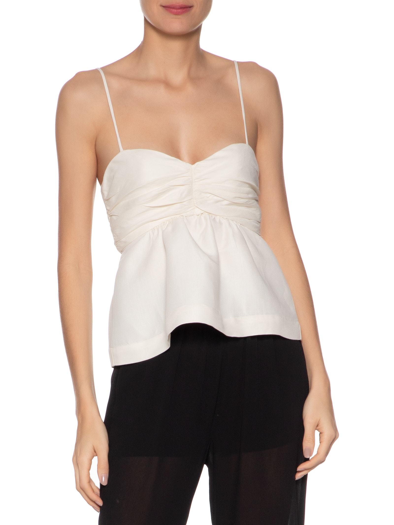 Bata Feminina Com Linho Busto Franzido Branco Animale