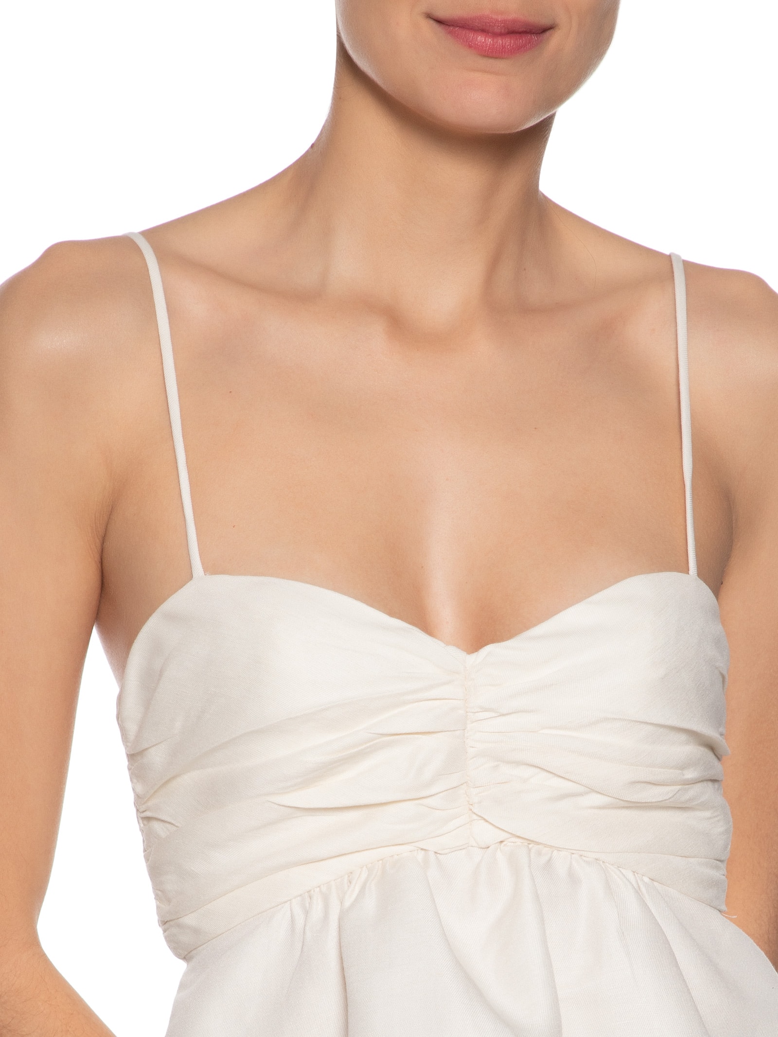 Bata Feminina Com Linho Busto Franzido Branco Animale
