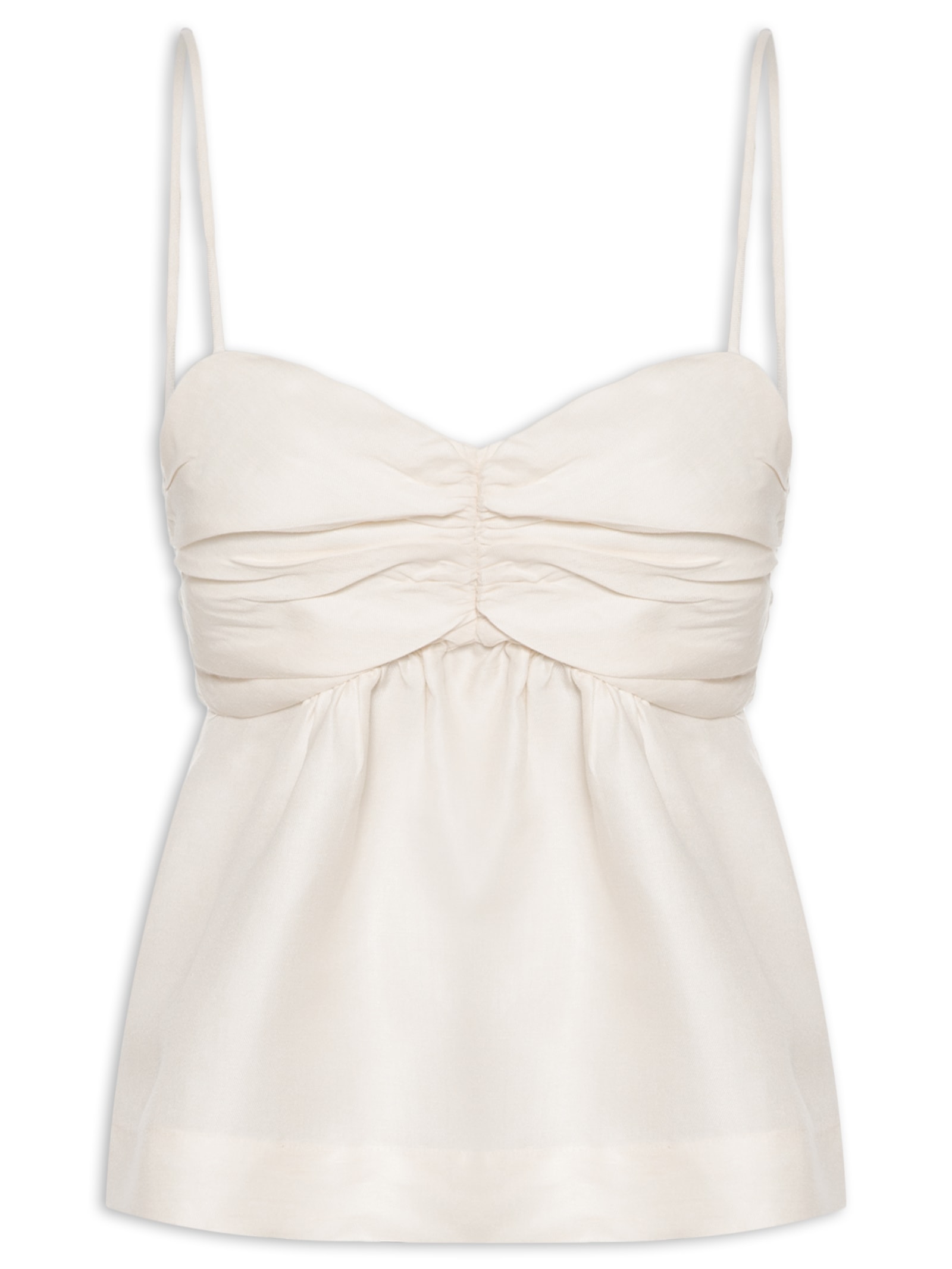 Bata Feminina Com Linho Busto Franzido Branco Animale