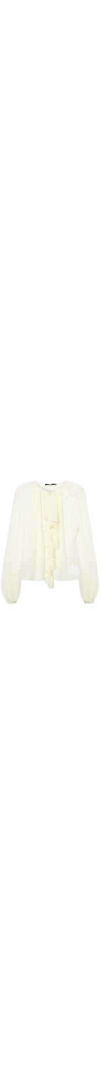 Bata Feminina De Georgette Manga Longa Decote Jabour - Amarelo