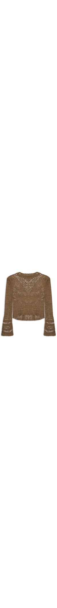 Bata Feminina De Tricot Com Mix De Pontos e Manga Sino - Marrom