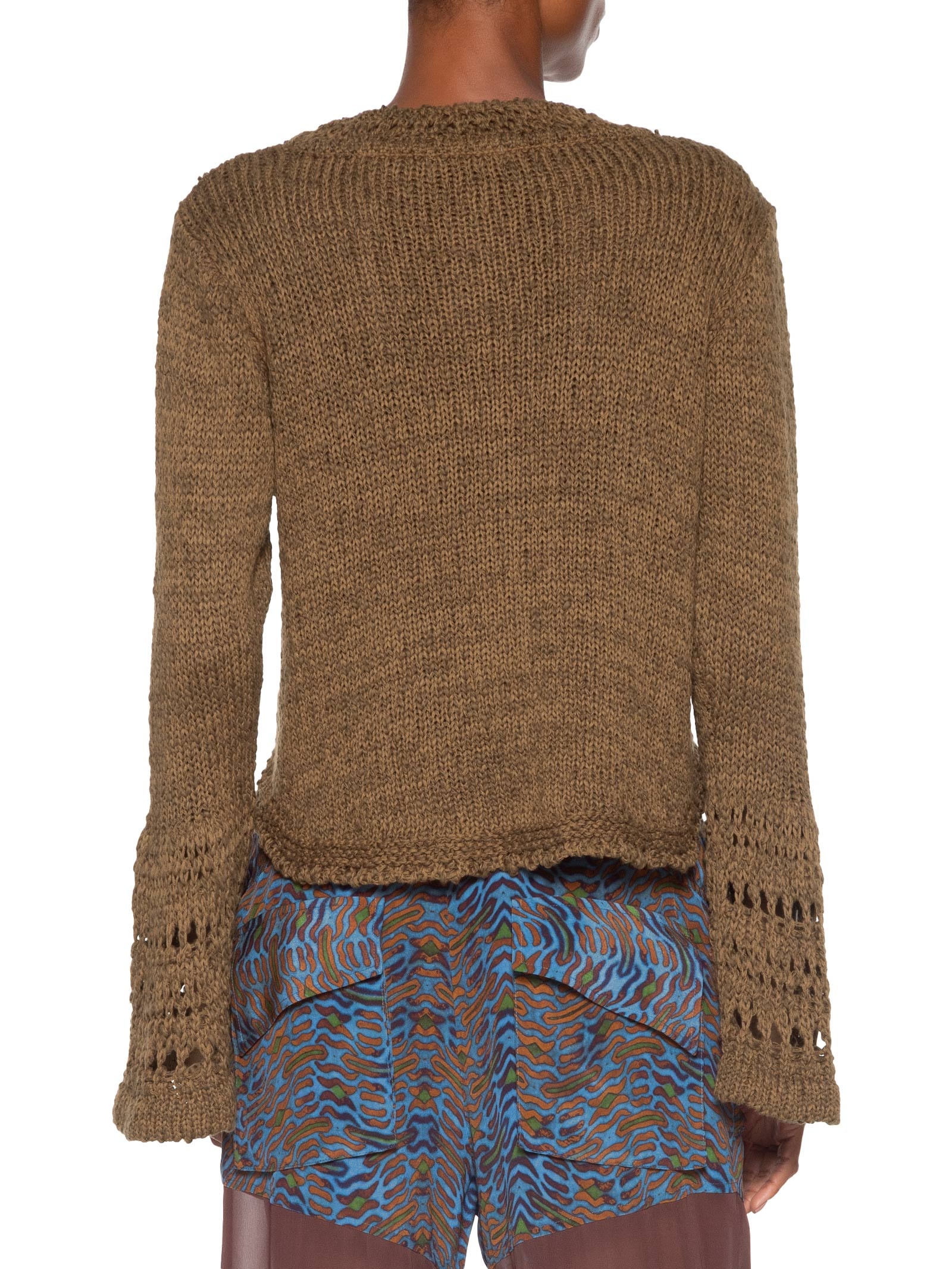 Bata Feminina Decote Aberto De Tricot Over Marrom Animale