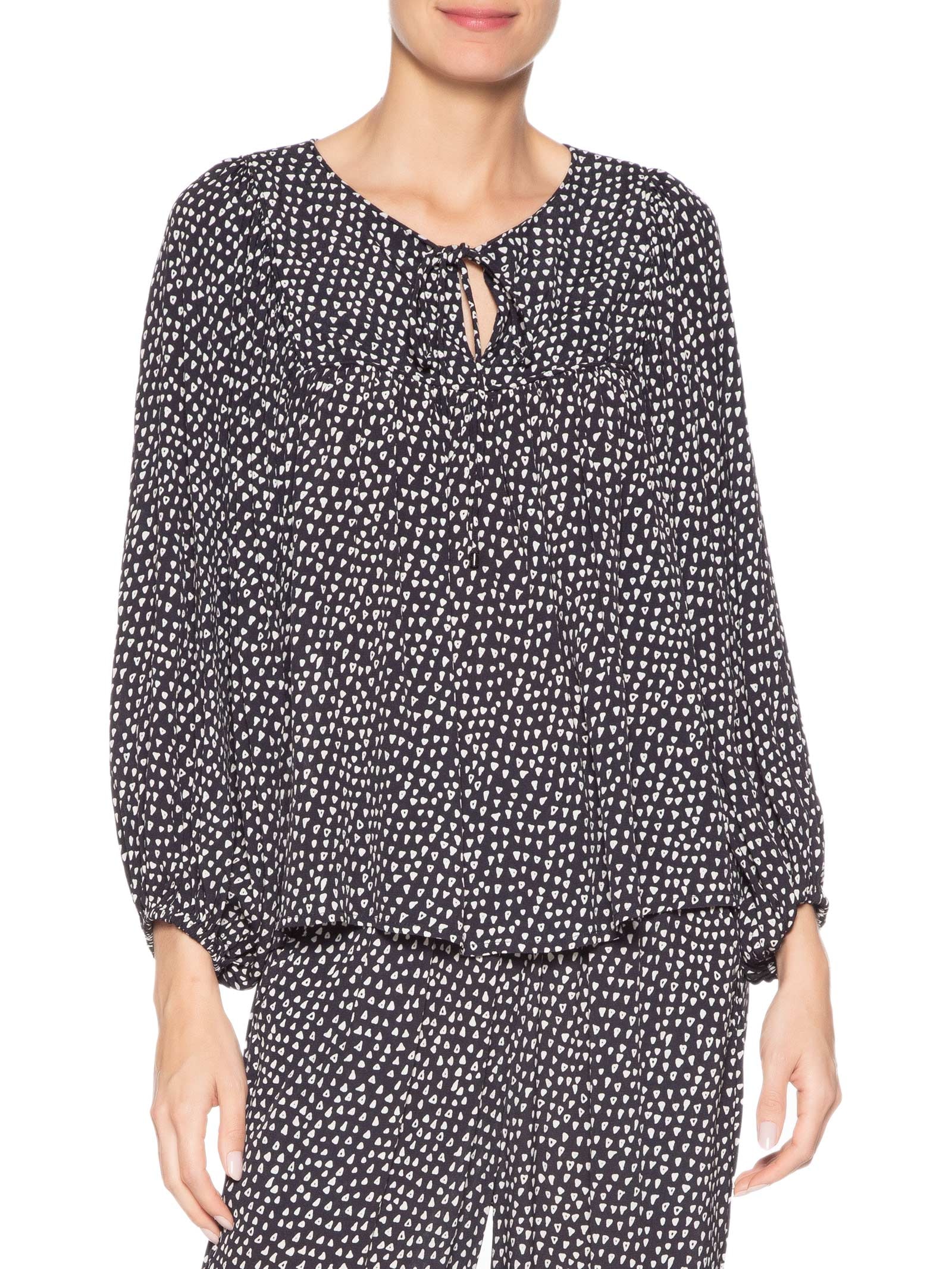 Bata Feminina Decote Argola Textura Palheta Preto Animale